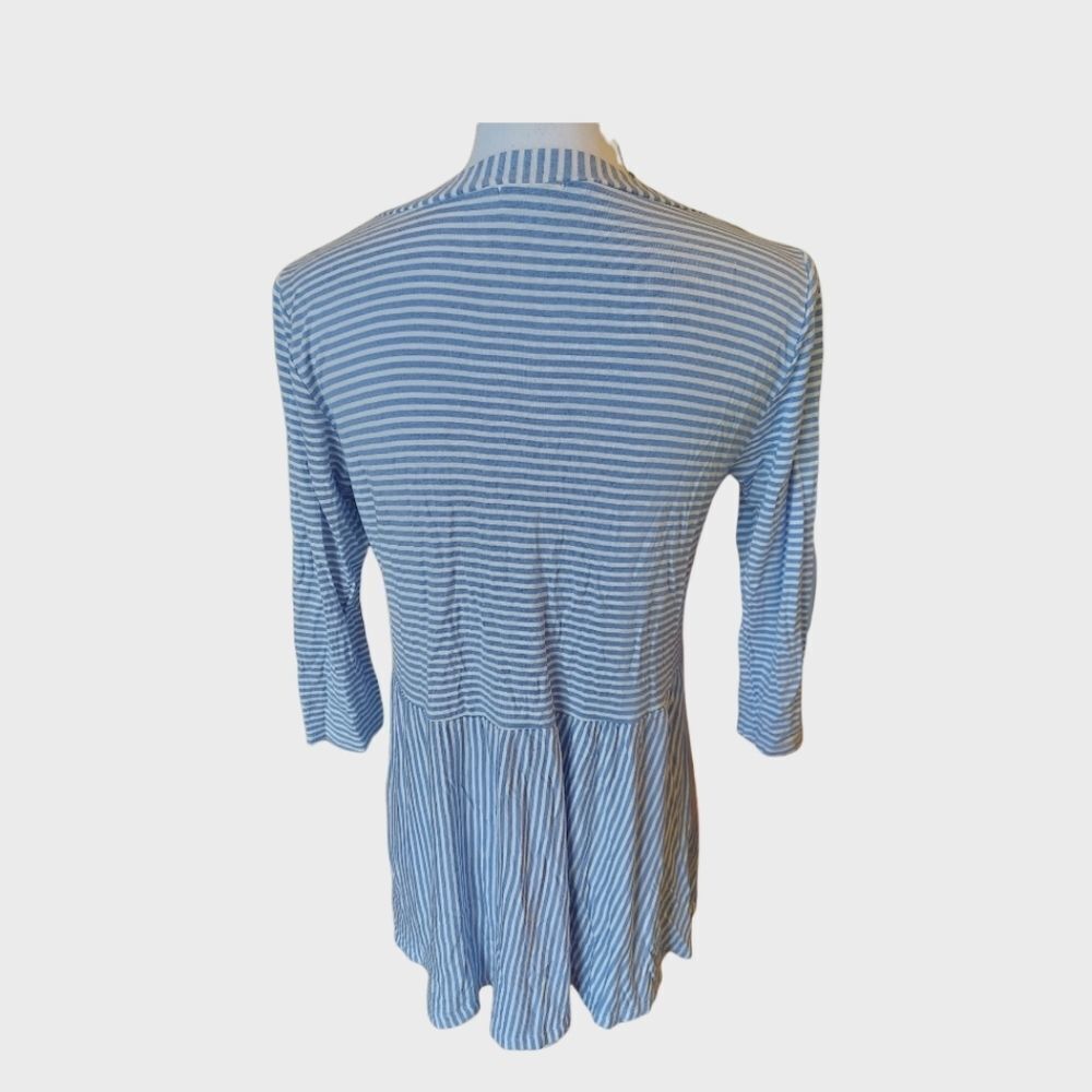 E Luna Blouse Blue And White Striped Womens Size Medium - Picture 4 of 8